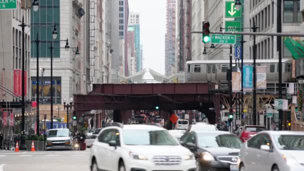 Chicago Illinois Eua Novembro 2019 Metrô Trilha Elevada Acima Das — Vídeo de Stock