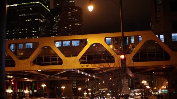 Chicago Illinois Noviembre 2019 Cta Tren Que Cruza Río Vía — Vídeos de Stock