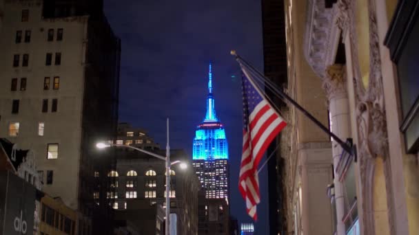 Manhattan New York Usa November 2019 Empire State Building Verlicht — Stockvideo