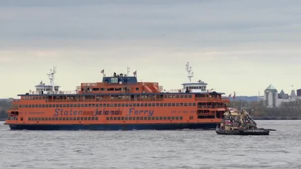Brooklyn Nueva York Octubre 2019 Staten Island Ferry Cruzando Bahía — Vídeos de Stock