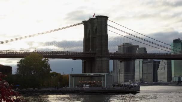 Manhattan Nueva York Octubre 2019 Downtown Manhattan Brooklyn Bridge Famoso — Vídeo de stock