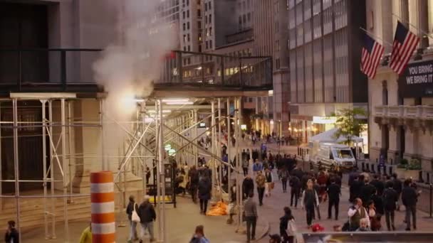 Manhattan New York Usa Oktober 2019 Nyse Börs Natten Steam — Stockvideo