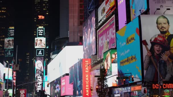Manhattan New York Usa November 2019 Times Square Monitors Displays — Stock Video