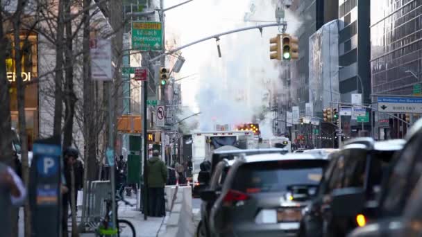 Manhattan New York Usa November 2019 Steam Rising Nyc Streets — Stock Video