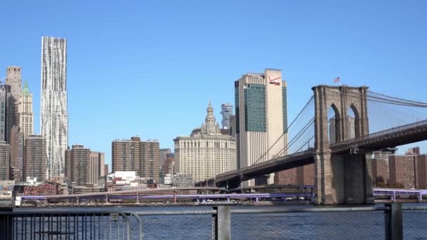 맨해튼 2019 맨해튼 시내에 건물들 프리덤 브루클린에서 보인다 — 비디오