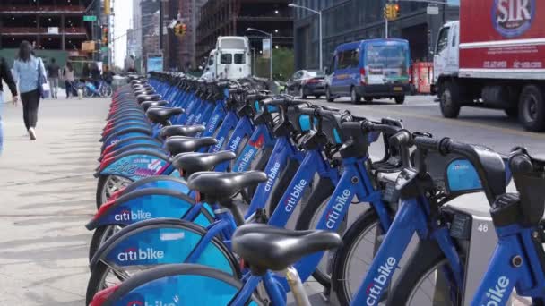 Manhattan Nueva York Octubre 2019 Citi Bike Station Alquiler Bicicletas — Vídeo de stock