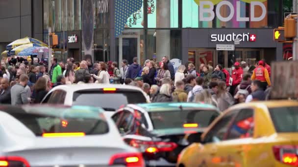 Manhattan New York Usa Oktober 2019 Belebter Times Square Menschen — Stockvideo