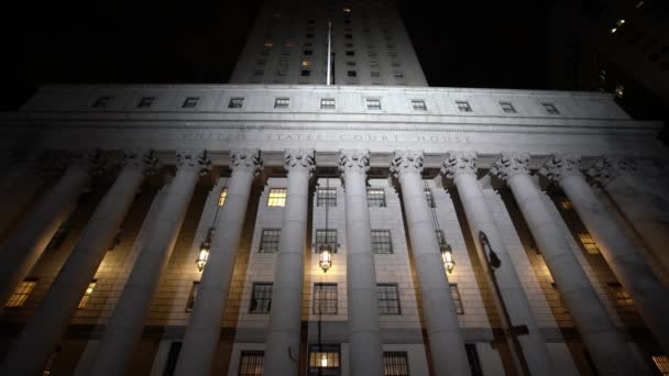 美国纽约州曼哈顿 11月5日 2019年 纽约法院大楼的史诗式夜景 Epic View New York Courthouse Night — 图库视频影像