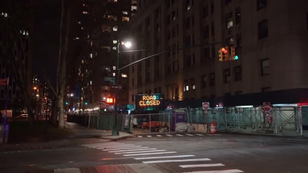 Manhattan New York Usa November 2019 Straßensperrung Downtown Manhattan Schilder — Stockvideo