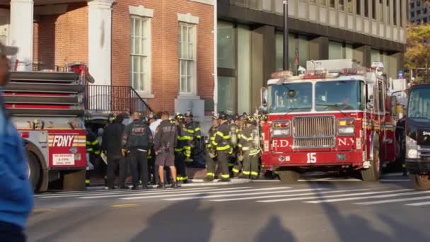 Manhattan New York Usa November 2019 Tűz Miasszonyunk Rózsafüzér Templom — Stock videók