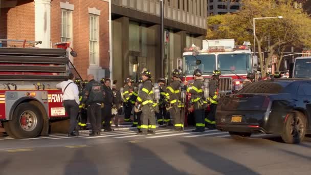 Manhattan New York Usa November 2019 Brand Der Rosenkranzkirche Battery — Stockvideo