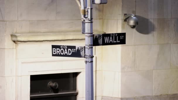 Manhattan Nowy Jork Usa Listopada 2019 Znak Broad Street Wall — Wideo stockowe