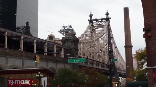 Manhattan New York Verenigde Staten November 2019 Queensboro Bridge Vanaf — Stockvideo