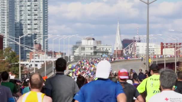 Brooklyn New York Usa November 2019 Drukke Marathon Race New — Stockvideo