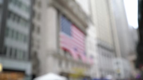맨해튼 2019 Pulling Focus New York Stock Exchange Usa 플래그 — 비디오