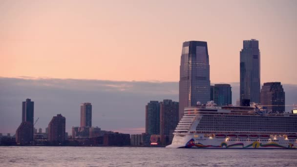 Manhattan Nueva York Noviembre 2019 Crucero Navegando Por Río Hudson — Vídeos de Stock