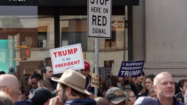 Manhattan New York Usa November 2019 Trump Támogatók Nyc Veteránok — Stock videók