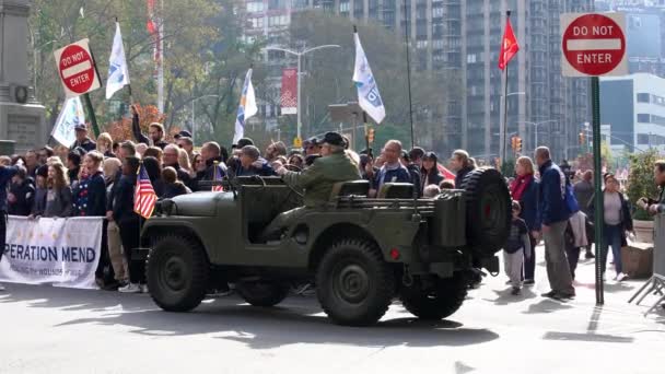 Manhattan New York Usa November 2019 Jeep Willys Veteránok Napi — Stock videók