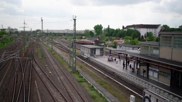 Berlin Germany May 2022 Aerial View Train Station Berlin Bahn — Stock Video