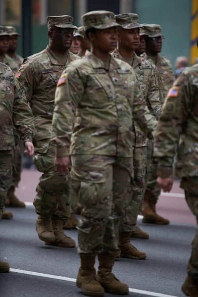 Manhattan New York Usa November 2019 77Th Army Soldiers Felvonulás — Stock Fotó
