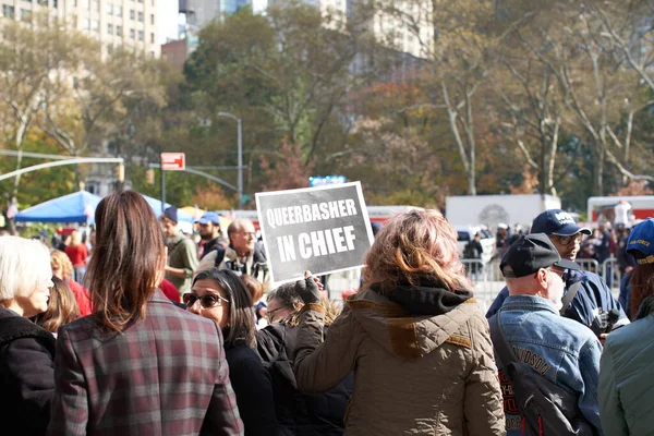 Manhattan Nowy Jork Usa Listopada 2019 Donald Trump Protestujący Trzymający — Zdjęcie stockowe