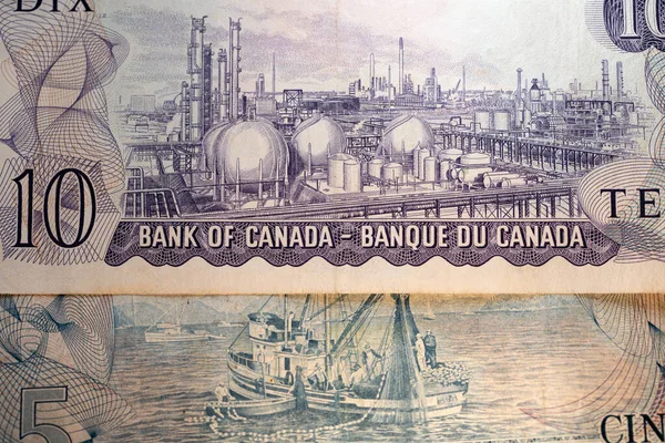 Toronto Canada October 2021 Scenes Canada Banknotes Rear Side Canadian — Stock Photo, Image