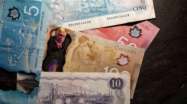 Toronto Canada October 2021 Different Canadian Dollar Banknotes Different Epoch — Stock Photo, Image