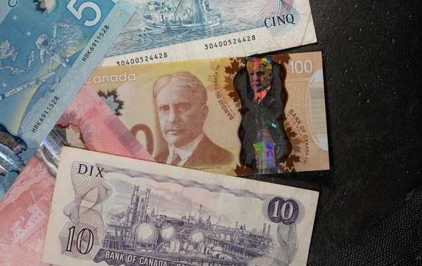 Toronto Canadá Octubre 2021 Dólar Canadiense Factura Diferentes Diseños Dinero — Foto de Stock