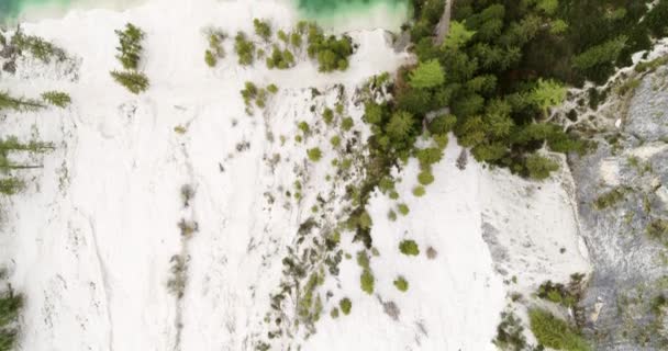 Cama Lago Seco Volando Hacia Hermoso Lago Paisaje Aéreo Arena — Vídeos de Stock