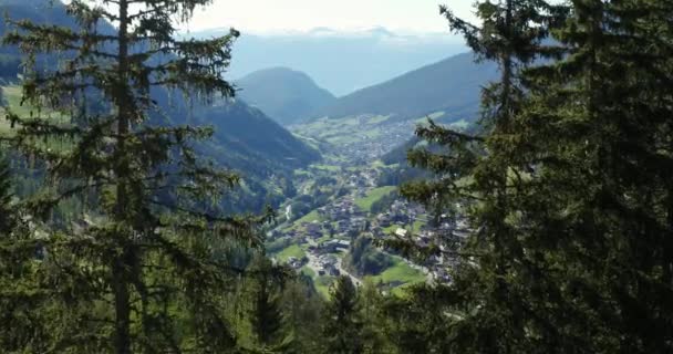 Luchtfoto Van Selva Val Gardena Bolzano — Stockvideo