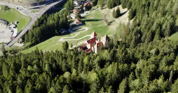 Zdjęcie Fischburga Val Gardena Piękny Zamek Góry Zamek Średniowieczny — Wideo stockowe