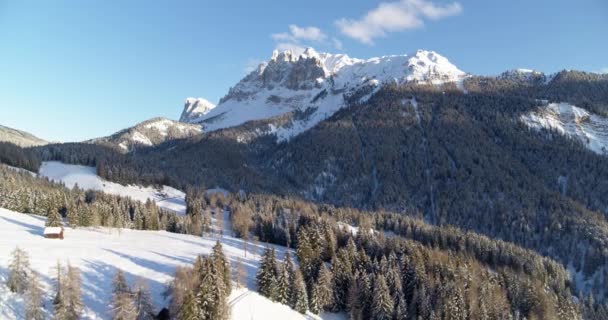Zima Alpách Krásné Zasněžené Hory Lesy Letecká Krajina Divočiny Přírody — Stock video