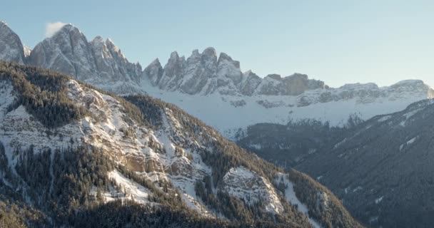 Panning Letecké Záběry Slavných Hor Alpách Seceda Geisler Mountains Během — Stock video