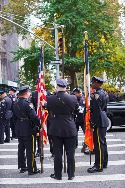 Manhattan Usa Listopad 2021 Nypd Důstojníci Den Veteránů Přehlídka New — Stock fotografie