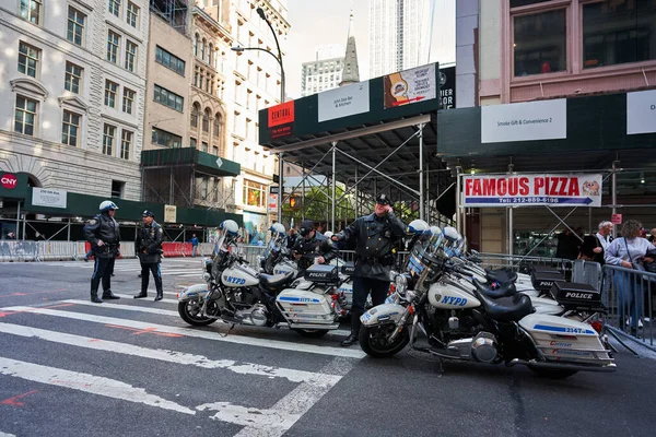Manhattan Usa Listopad 2021 Nypd Motocykle Zaparkowane Nowym Jorku Policja — Zdjęcie stockowe
