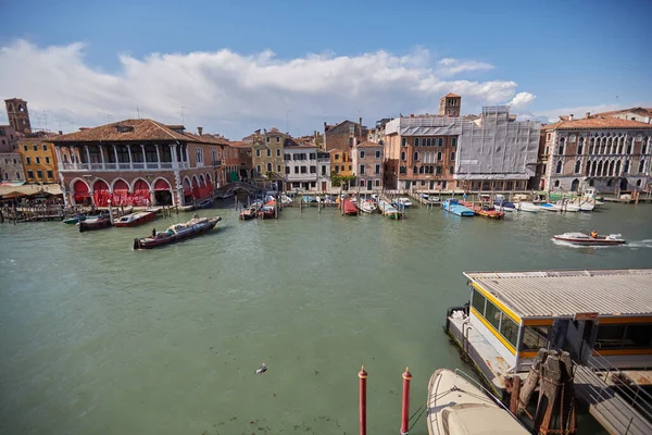 Canal Grande Veneza Barcos Gôndolas Veneza Itália Vista Aérea Veneza — Fotografia de Stock