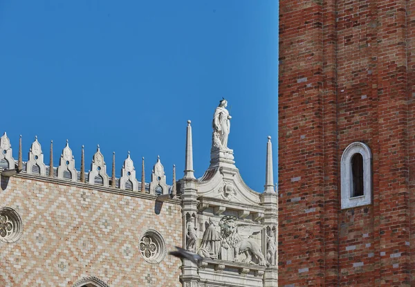 Sculptura Leului Venețian Piazza San Marco Din Veneția Italia — Fotografie, imagine de stoc