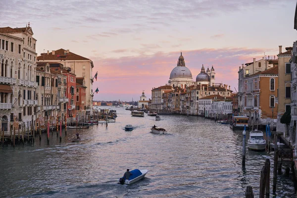 Вид Воздуха Большой Канал Базилику Делла Салют Венеции Время Заката — стоковое фото