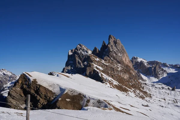 Hermosa Vista Montaña Los Dolomitas Seceda Pistas Esquí Los Alpes — Foto de Stock
