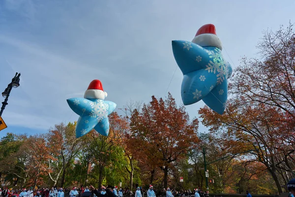 Manhattan Eua Novembro 2021 Blue Macy Stars Balloons Nova York — Fotografia de Stock