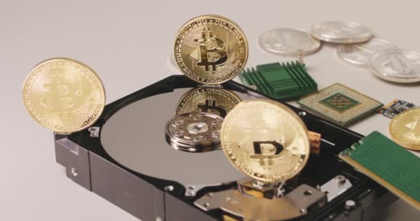 Bitcoin Жестком Диске Современные Криптовалютные Технологии Финансовой Системе Меняющие Платежные — стоковое видео