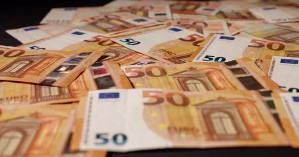 Пятьдесят Евро Банкнот Крупный План Евро — стоковое видео