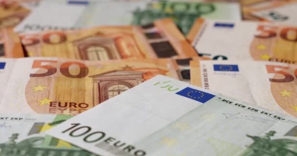 五千五百欧元的钞票 欧洲货币联盟货币 — 图库视频影像