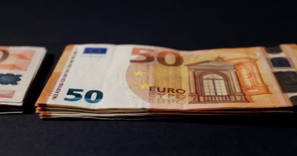 Högt Upp Eurosedlar Och Gammal Design Eurosedlar — Stockvideo