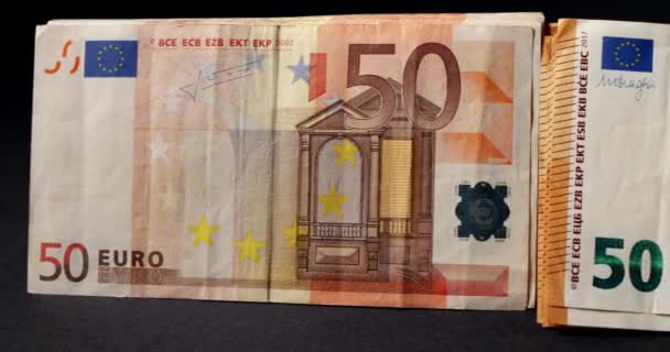 Billetes Euros Apilados Diseño Nuevo Antiguo Billetes Euros — Vídeo de stock