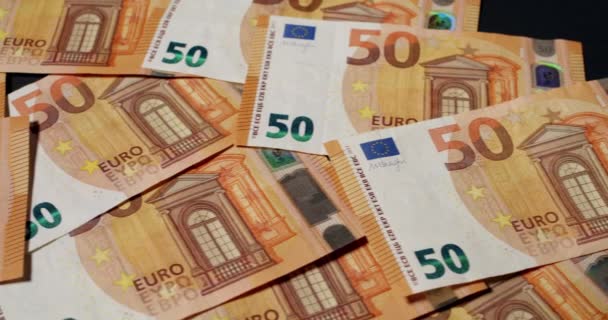 Och Gammal Utformning Eurosedlar Eur Valuta Från Europeiska Pengar — Stockvideo