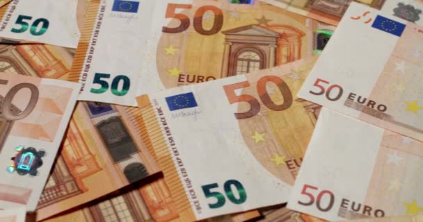 Och Gammal Utformning Eurosedlar Eur Valuta Från Europeiska Monetära Unionen — Stockvideo
