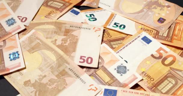 Euro Hintergrund Fünfzig Euro Banknoten Als Hintergrund — Stockvideo