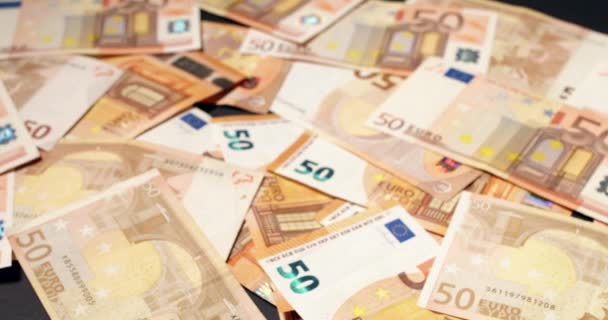 Euro Hintergrund Fünfzig Euro Banknoten Als Hintergrund — Stockvideo