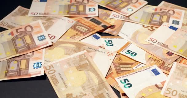 Billets Euros Comme Toile Fond Euro Fond Cinquante Billets Euros — Video